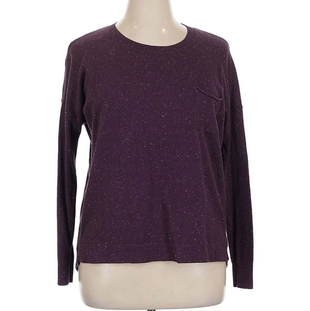 Caslon Womens Speckled Crewneck Pleat Back Sweater - Picture 2 of 9